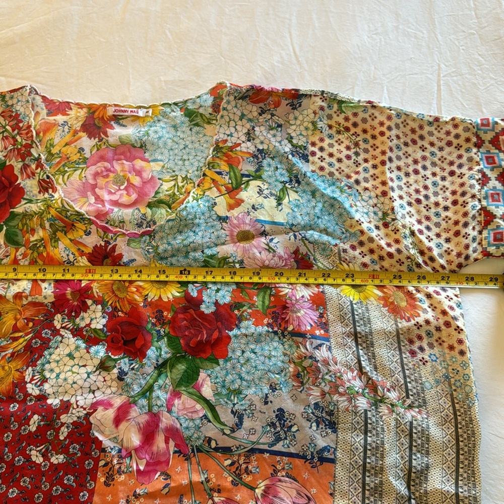 Johnny Was Silk Floral Luana Short Sleeve Tunic Blouse Top - Picture 12 of 16